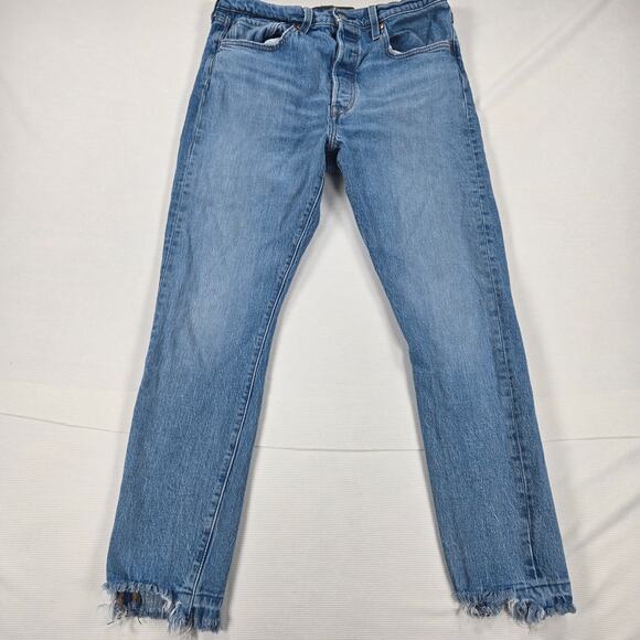 Levi's Premium High Rise Button Fly 501 Skinny Fit Distressed Hem Jeans Size 31 - Picture 1 of 8